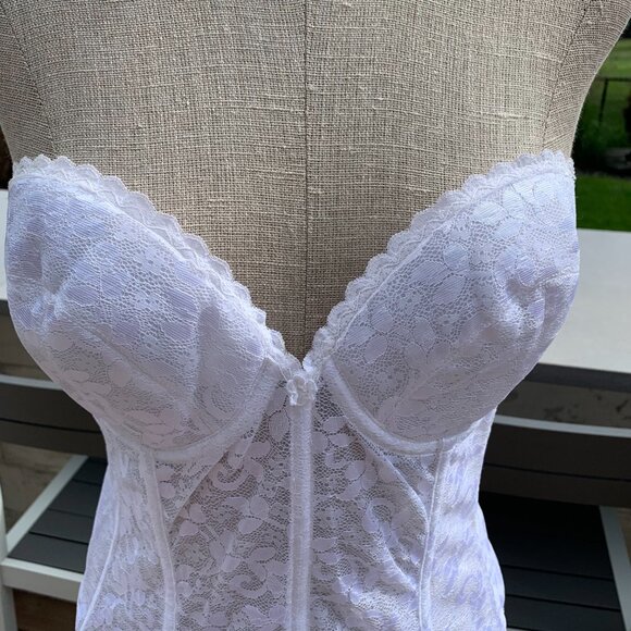 Vintage Union Made Carnival White Sheer Lace Boned Corset Bustier Lingerie - Picture 2 of 14
